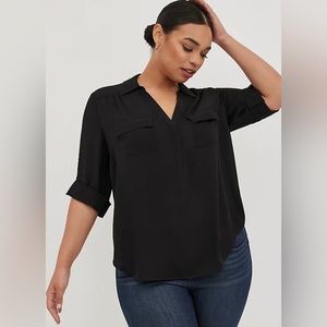 TORRID | Harper Georgette Collared 3/4 Sleeve Blouse | Pkus Size 2X | BNWT